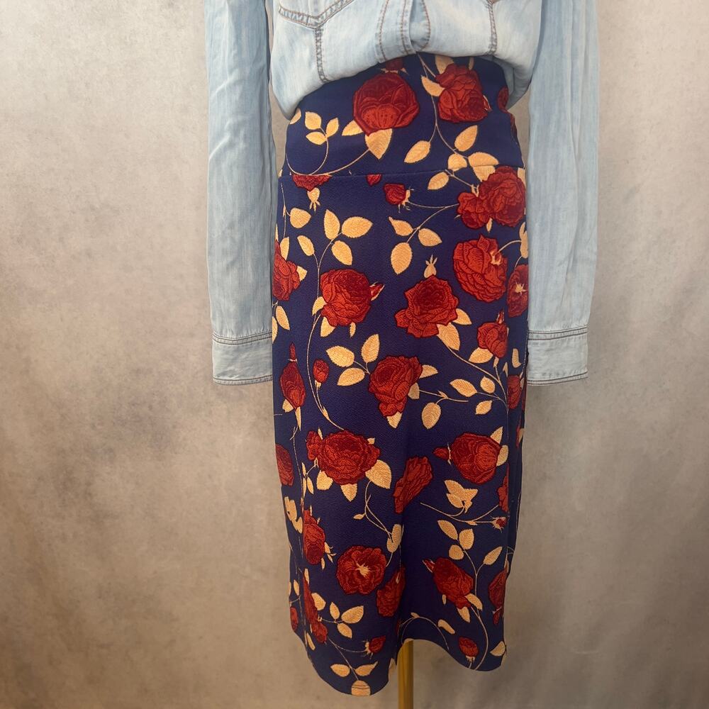 LuLaRoe Floral Print Cassie Midi Skirt Size XL